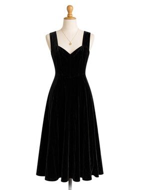 VTG 90s Womens Black Velvet Asymmetrical Dress‎ 10 Whimsigoth Grunge Witchy Hoco
